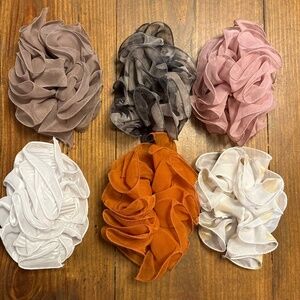 Vintage Large Chiffon Floral Ruffle Hair Clip (Set of 6)